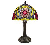 QYYZTQY Vintage Stained Glass Table Lamps for Bedroom Mediterranean Retro Led Desk Lamp Living Room Home Decor Study Night Light Warm as Ever