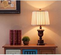 QYYZTQY Vintage Table Lamp American Country Style Desk Lamp Decorative Resin Bedroom Night Lamp Minimalism Living with Fabric Shade E27 for Nursery Hotel Cafe 29 * 57cm