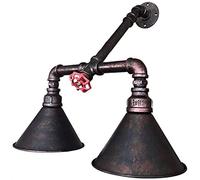 QYYZTQY Vintage Wall, Industrial Style Creative Wrought Iron Double Head Water Pipe Wall Lamp, Bar Restaurant Loft Nostalgic Lamp Bedroom Bedside LED Wall Light