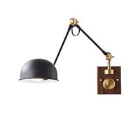 QYYZTQY Vintage Wall Swing Arm Wall Lamp with on Off Switch, Industrial Wall Mounted Wooden Base Light Fixtures for Living Room, Bedroom, Farmhouse