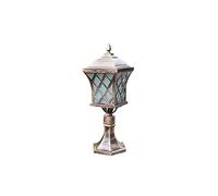 QYYZTQY Vintage Waterproof Decoration Glass Column Lamp Villa Column Headlight Outdoor Light Pillar Light Traditional Street Light High Bracket Square Lattice Gate Light Pathway