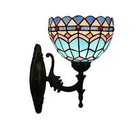 QYYZTQY Wall, 7.8Inches Blue Mediterranean Stained Glass Wall Lamp Elegant Victorian Decorative Wall Light Fixtures for Staircase Bedroom Hotel Living Room