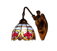 QYYZTQY Wall, 7Inches Stained Glass Wall Light Elegant Red Heart-Shaped Flower Victorian Decorative Wall Lamp for Staircase Bedroom Hotel Living Room,B (Color : A)