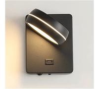 QYYZTQY Wall, Creative Wall Lamp with USB Charging Port and Switch, Adjustable Wall Light, Indoor Decorative Lighting Fixtures for Living Room Bedroom Bedside, Warm Light (Color : Black)