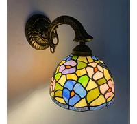 QYYZTQY Wall Lamp 7.8Inch Hummingbird Stained Glass Wall Lamp Victorian Decorative Wall Light Fixtures for Bedroom, Hotel, Living Room, Mirror Front Lamp