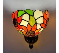 QYYZTQY Wall Lamp 7.8Inch Sun Flower Stained Glass Lampshade Victorian Decorative Wall Light Fixtures for Mirror Front Lamp Bedroom Hotel Living Room