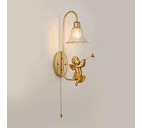 QYYZTQY Wall Lamp Bedroom Bedside with Pull Switch Wall Sconces Creative Resin Wall Lamp Art Decor Iron Cartoon Children Gift Wall Sconces Lighting Decor Lamp A (Size : B)