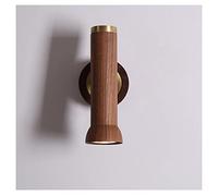 QYYZTQY Wall Lamp for Bedroom Rotatable Wall Light Walnut Wooden Bedside Wall Sconces Lighting Fixture for Living Room, Aisle, Corridor, Hotel, Warm Light,Black (Color : Black)