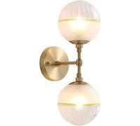 QYYZTQY Wall Lamp Metal with Glass Globe Lampshade Nordic Wall Indoor Lighting Fixture, Brass Interior Wall Lights for Living Room Bedroom Bedside Hallway Decor Lamp