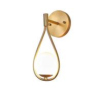 QYYZTQY Wall Lamp with Milky White Glass Globe Lampshade, E27 Base 1-Light Wall Mount Lighting Fixtures, Water Drop Wall Lights for Bedroom Bedside Living Room