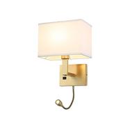 QYYZTQY Wall Light, Wall Lamp, Bedside Wall Light with White Fabric Shade Copper Wall Sconces Lighting Fixture for Living Room Home and Hotel,Right Switch (Color : White, Size : Left Switch)
