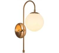 QYYZTQY Wall Lighting, Creative Gold Wall Lamp with White Glass Globe, Indoor Decoration Wall Lighting, Mid-Century Light Fixture for Bedroom Living Room Bathroom Hallway Entryway