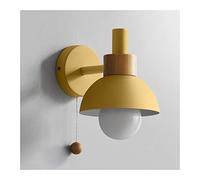 QYYZTQY Wall Lighting Fixture, Nordic Wall Lamp, Metal and Wooden with Pull Bedside Reading Wall Light for Bedroom, Living Room, Aisle, Corridor,Yellow (Color : Yellow)