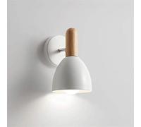 QYYZTQY Wall Metal Wall Light Wood Wall Lighting Fixture Bedroom Bedside Flush Mount Wall Lamps Interior Wall Lights for Bedroom Living Room E27 Lighting Fixture (Color : White)