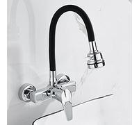 QYYZTQY Wall Mount Tap Brass All-Round Rotation Hot and Cold Water Double Hole Faucets for Sinks Used in Kitchen Sink Bathroom-C