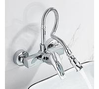 QYYZTQY Wall Mount Tap Brass All-Round Rotation Hot and Cold Water Double Hole Faucets for Sinks Used in Kitchen Sink Bathroom-B