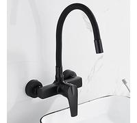 QYYZTQY Wall Mount Tap Brass All-Round Rotation Hot and Cold Water Double Hole Faucets for Sinks Used in Kitchen Sink Bathroom-F