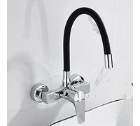 QYYZTQY Wall Mount Tap Brass All-Round Rotation Hot and Cold Water Double Hole Faucets for Sinks Used in Kitchen Sink Bathroom-D