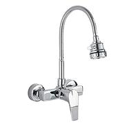 QYYZTQY Wall Mount Tap Brass All-Round Rotation Hot and Cold Water Double Hole Faucets for Sinks Used in Kitchen Sink Bathroom-A