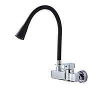 QYYZTQY Wall Mount Tap Brass Rotation Convenient Cleaning Hot and Cold Water 2 Modes Faucets for Kitchen Sinks-A