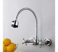 QYYZTQY Wall-Mounted Brass, Double Handle, in-Wall Installation, Hot and Cold Water, Kitchen Sink, Balcony Laundry Pool