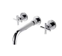 QYYZTQY Wall Mounted Faucet,360 Degree Rotation spout,Double Handle,Three-Hole Wall-Mounted Basin Faucet,Chrome Plated,a-One-Piece