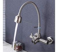 QYYZTQY Wall Mounted Kitchen Faucet Single Lever Stream Sprayer Spout Hot and Cold Tap Brushed Bathroom Mixers Crane/a Shower Head