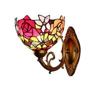 QYYZTQY Wall Sconces 7.8Inch Roses Style Stained Glass Luxurious Wall Lamp E26/E27 Base Wall Light Fixtures for Home, Bedroom, Farmhouse, Porch, Garage
