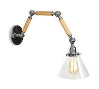 QYYZTQY Wall Sconces Lighting, Vintage Swing Arm Wall Lamp, Industrial Retro Adjustable Wooden Wall Lights Fixture E27 Base for Home Hotel Corridor Decorate,C (Color : B)