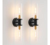QYYZTQY Wall Set of 2, 18.5" Sconces Wall Lighting Industrial Vanity Wall Light, Linear Hardwired Wall Lamp with Tube Glass for Living Room Bedroom Staircase Dressing Room