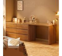 QYYZTQY Walnut Vanity Table with 6 Drawers Non Toxic Water Based Finish Tri Color Tinted Mirror Stylish Makeup Desk (120cm x 40cm x 70cm)