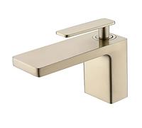 QYYZTQY Waterfall Hole Bathroom Sink Single Handle Mixer Brass Basin Tap Deck Mounted Lavatory Faucet with Cold and Hot Water,Gray(Brushed Gold)