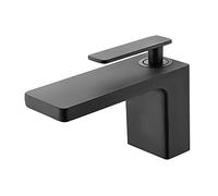 QYYZTQY Waterfall Hole Bathroom Sink Single Handle Mixer Brass Basin Tap Deck Mounted Lavatory Faucet with Cold and Hot Water,Gray(Black)