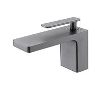 QYYZTQY Waterfall Hole Bathroom Sink Single Handle Mixer Brass Basin Tap Deck Mounted Lavatory Faucet with Cold and Hot Water,Gray(Gris)