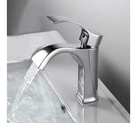 QYYZTQY Waterfall taps for Basin, Single Lever Single Hole Bathroom Basin Sink Mixer Tap, Hot and Cold Water Bathroom Sink taps, Chrome, Short