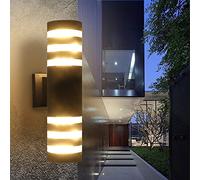 QYYZTQY Waterproof Up Down Aluminum Cuboid LED Fixtures Dual Head Wall Lamp Outdoor AC -, Wall Lamp (Color : Black)