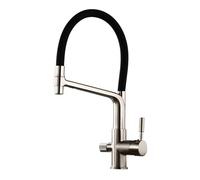 QYYZTQY Way Faucet Brass 360° Swivel Hot and Cold Pure Water Multi-Function Kitchen Sink Faucet-White(Brushed)