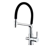 QYYZTQY Way Faucet Brass 360° Swivel Hot and Cold Pure Water Multi-Function Kitchen Sink Faucet-White(Chrome)