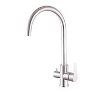 QYYZTQY Way Rotation Hot and Cold Water Straight Drink in 1 Faucet Stainless Steel Brushed Kitchen Sink faucets-C