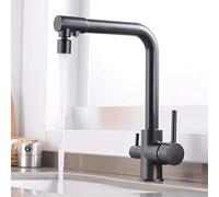 QYYZTQY Way Sink Mixer in 1 Water Black Brass Filter Kitchen Faucet Hot and Cold Rotating Multi-Function Faucet-C(A.)