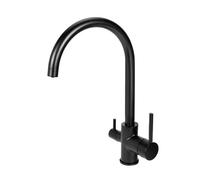 QYYZTQY Way Sink Tap Double Handle Swivel Stainless Steel Mixer Faucet Black Kitchen Taps for Home Use & Stylish