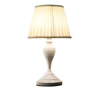 QYYZTQY White Ceramic Table Lamp Nordic Desk Lamp Bedroom Bedside Table Lamp with Fabric Lampshade Nightstand Desk Lamp for Living Room Coffee Table Lighting