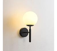QYYZTQY White Glass Shades Lamp Bedroom Bedside Gold Metal Lights, Wall Lighting Fitting Kits Indoor Sconces for Living Room Study Hallway, E27 Headboard Light (Color : Black)