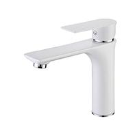 QYYZTQY White Handle Brass, Bathroom Faucet Single Bras,Bathroom Faucets Compatible with Sink 1 Hole Tall,White B,Sink Faucet(White A)