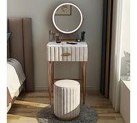 QYYZTQY White Makeup Vanity Table with Mirror & Lights Stylish Dressing Table with Drawers & Makeup Stool 50cm Writing Desk for Beauty & Grooming