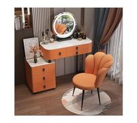 QYYZTQY White Vanity Desk with Lde Mirror Bedside Dressing Table for Girls and Women Makeup Table/Vanity Table,Orange Back Chair,80