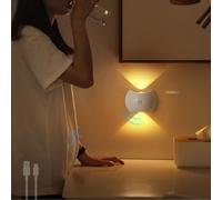QYYZTQY Wireless Motion Sensor Lamp with 2700K/4500K/6500K Dimming for Living Room, Bedroom & Hallways (Gold)