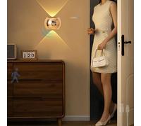 QYYZTQY Wireless Motion Sensor Lamp with 2700K/4500K/6500K Dimming for Living Room, Bedroom & Hallways (Gold)