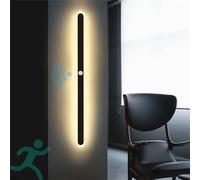 QYYZTQY with Motion Sensor Interior Acrylic Black Lamp Indoor Minimalist Long Wall Light Inside Fixtures for Living Room Bathroom Front Door Bedroom (Natural Light,80CM)