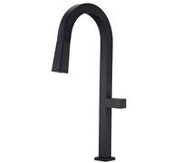 QYYZTQY with Pull Down Sprayer 360°Rotating Sink Faucet High ARC Single Handle Hot and Cold Water Kitchen Mixer Tap, Deck-Mounted,Black Shower Head